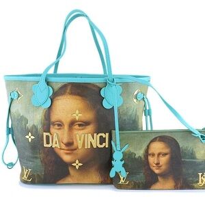 LOUIS VUITTON NEVERFULL W POUCH 'MASTERS' DA VINCI MONA LISA JEFF KOONS BAG